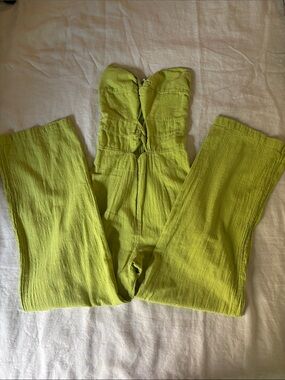 Strapless Lime Green Wide-Leg Jumpsuit